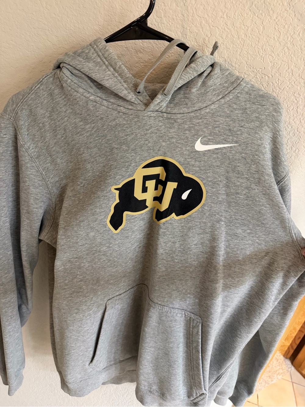 Nike Unisex Gray Hoodie with Black and Gold Buffalo Logo